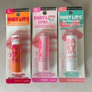 New 3 for $14 Maybelline baby lips/ Chapsticks. Variety of colors